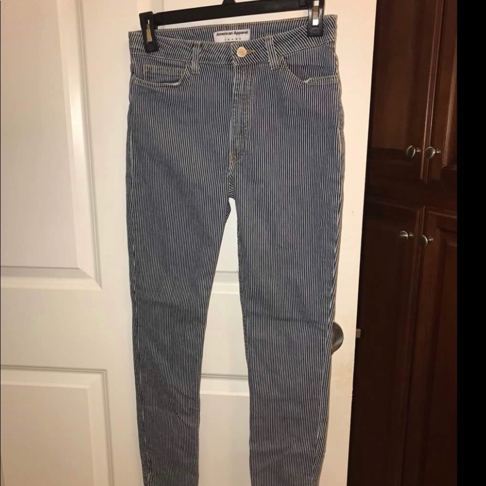 American apparel navy and white corduroy jeans